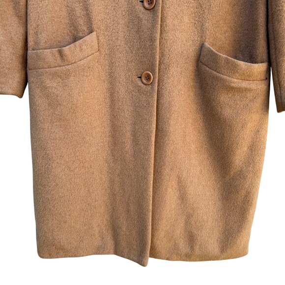 Oscar De La Renta Vintage Womens Camel Hair Notch Lapel Button Front Overcoat 8 - Picture 3 of 11